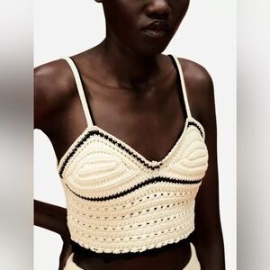 Zara Knit Crochet Top Size Small
